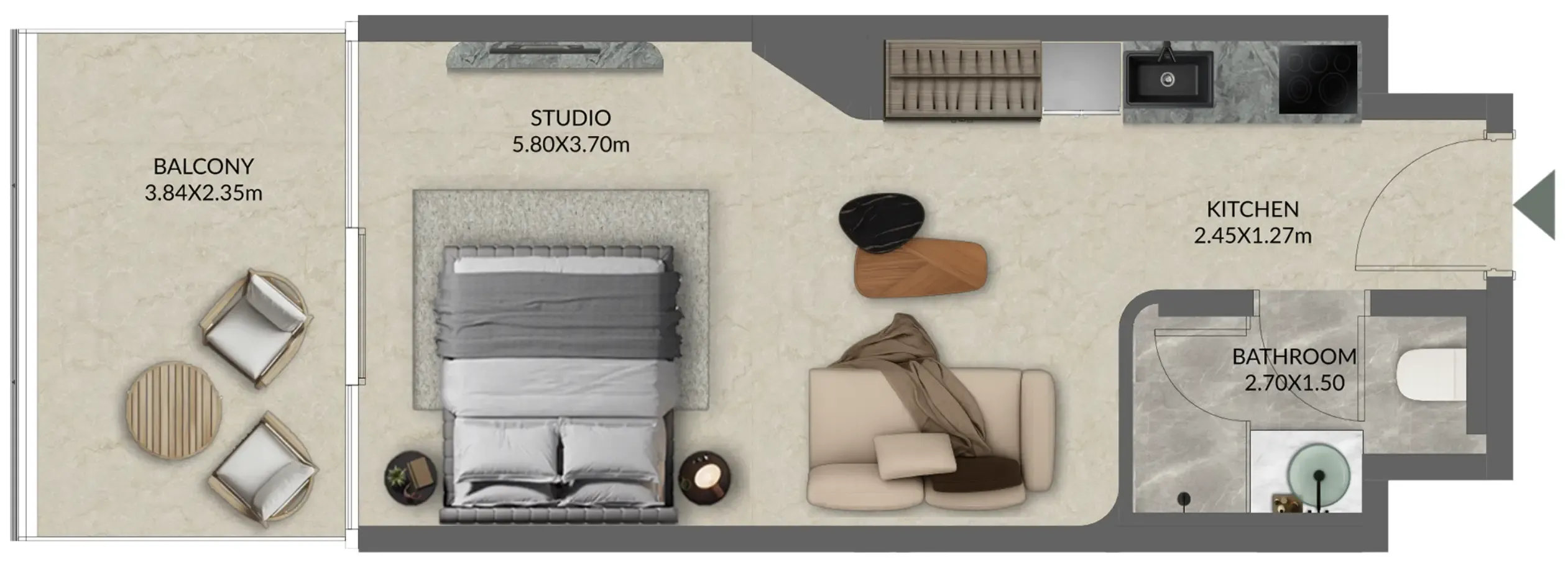 0 bedroom Apartments floor plan at Palazzo Tissoli