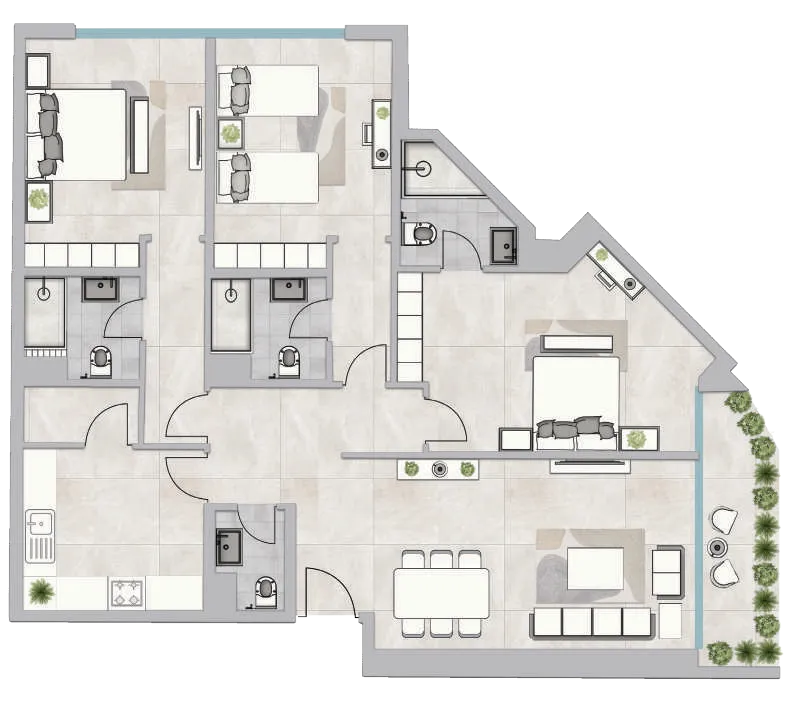 3 bedroom Apartments floor plan at Infinity Tower