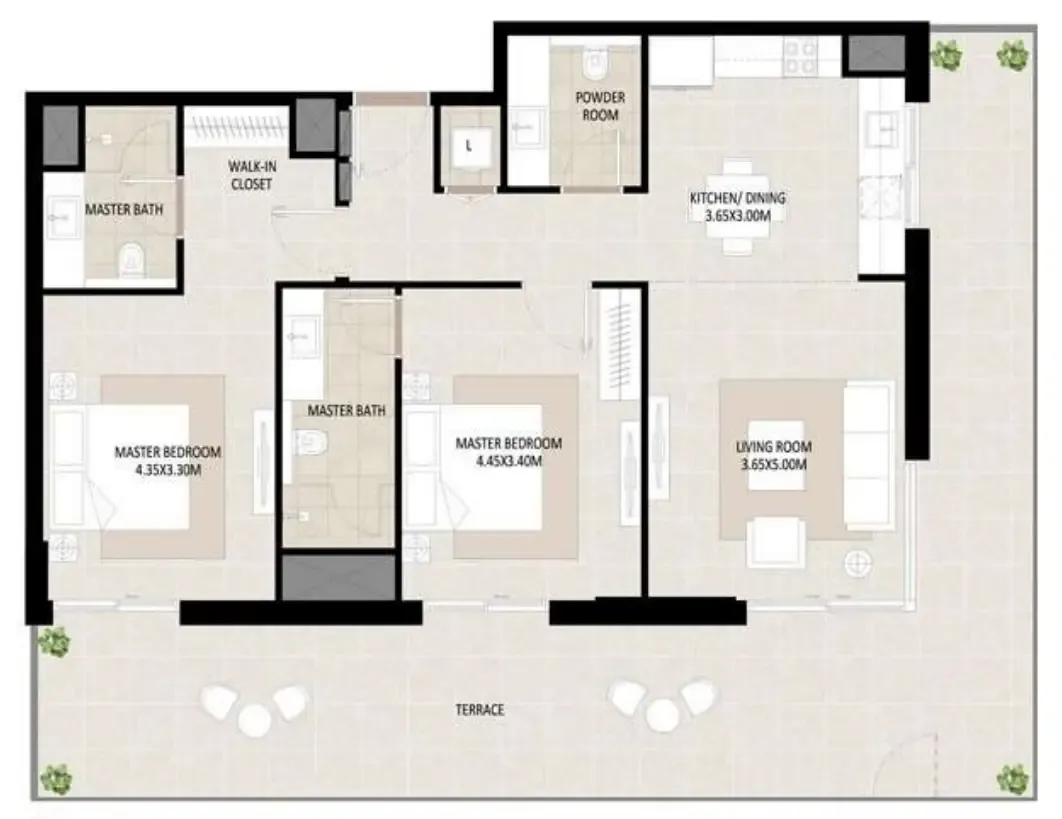 2 bedroom Apartments floor plan at Odessa