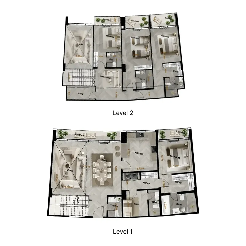 4.5 bedroom Duplex floor plan at Radiant Terrace