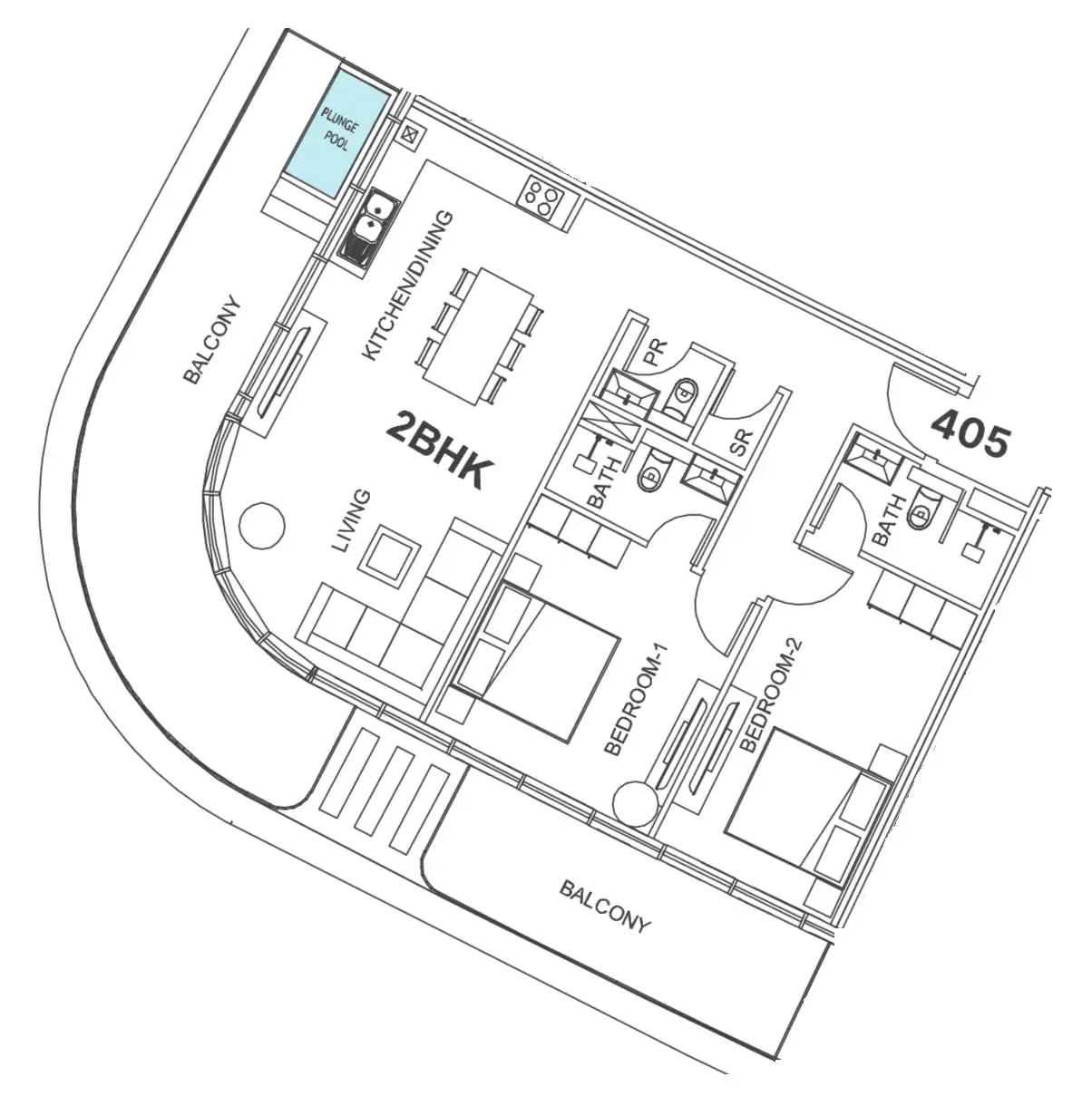 2 bedroom Apartments floor plan at Villa Del Garda