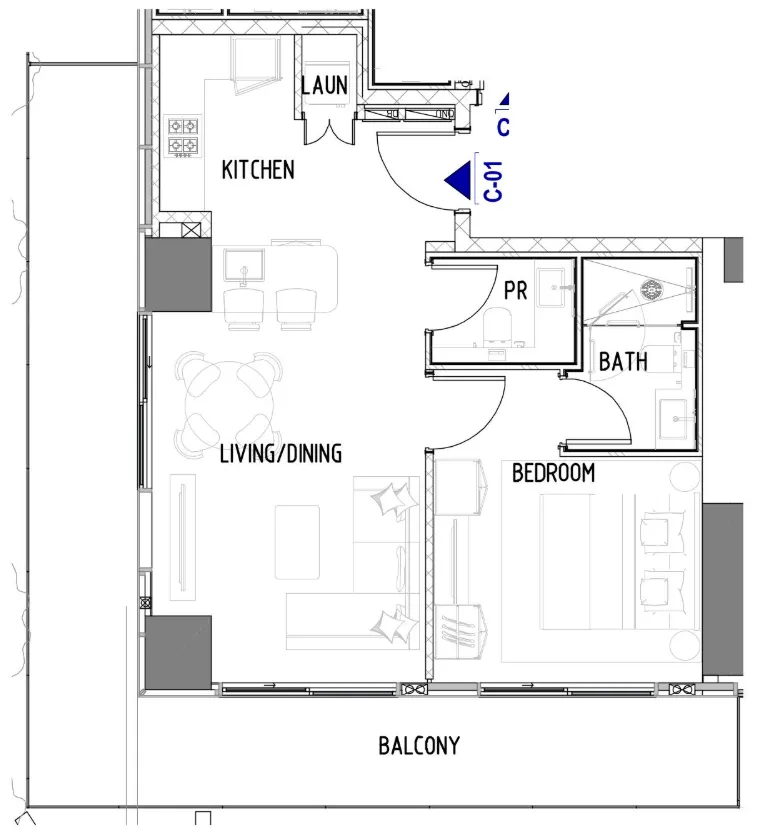 1 bedroom Apartments floor plan at Chelsea Residences