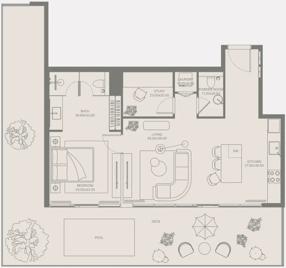 1 bedroom Apartments floor plan at Bond Enclave