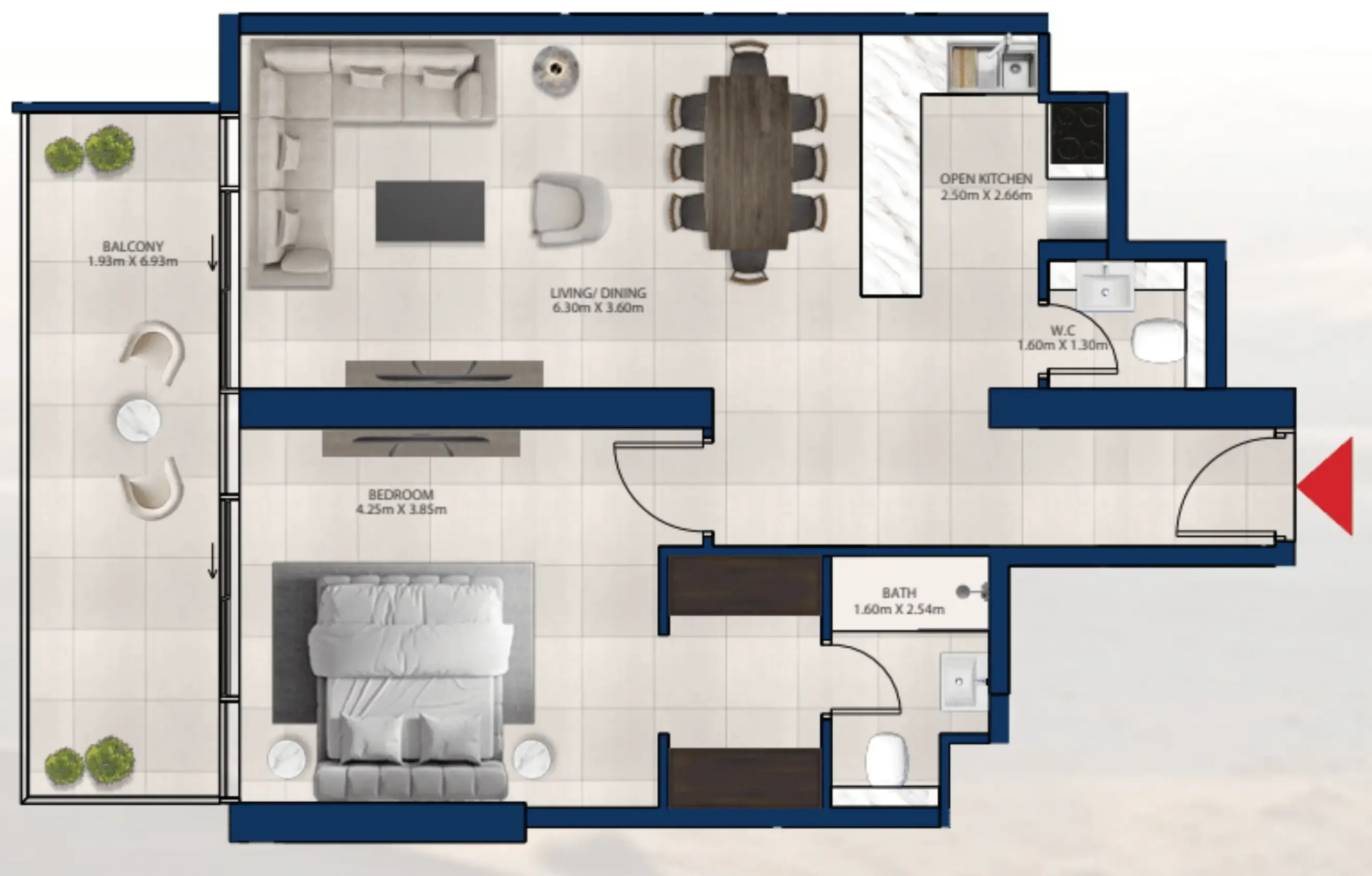 1 bedroom Apartments floor plan at Al Vista