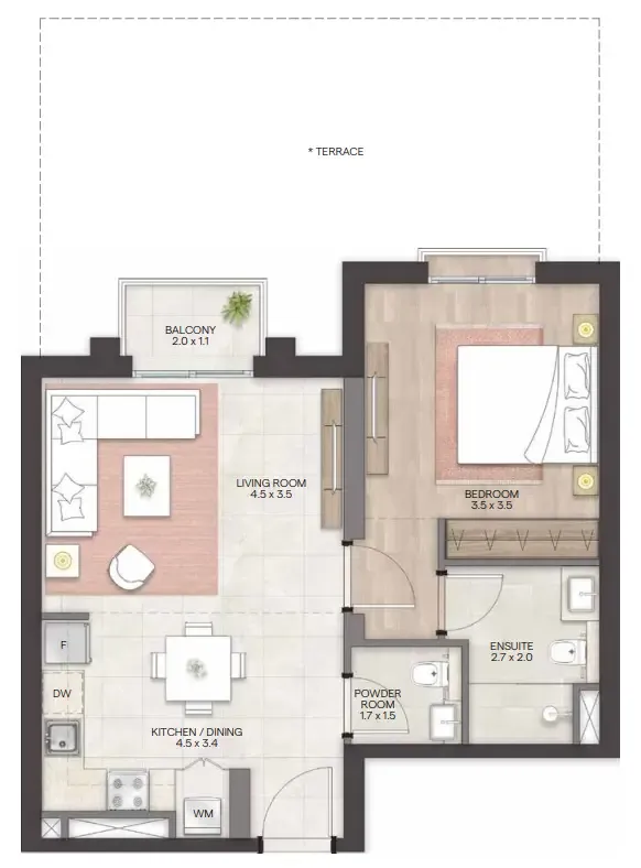 1 bedroom Apartments floor plan at Bloom Living - Granada