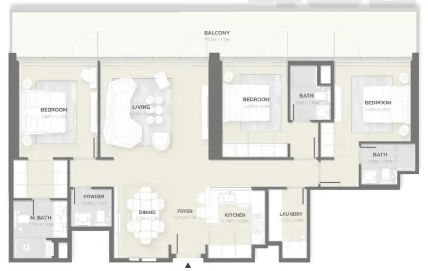 3 bedroom Apartments floor plan at Tonino Lamborghini Residences