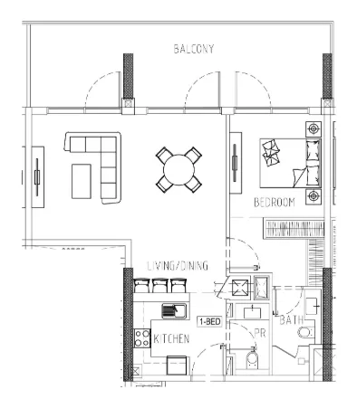 1 bedroom Apartments floor plan at Damac Riverside Views