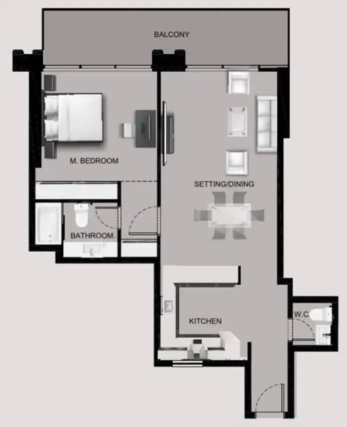 1 bedroom Apartments floor plan at Sea View Residence