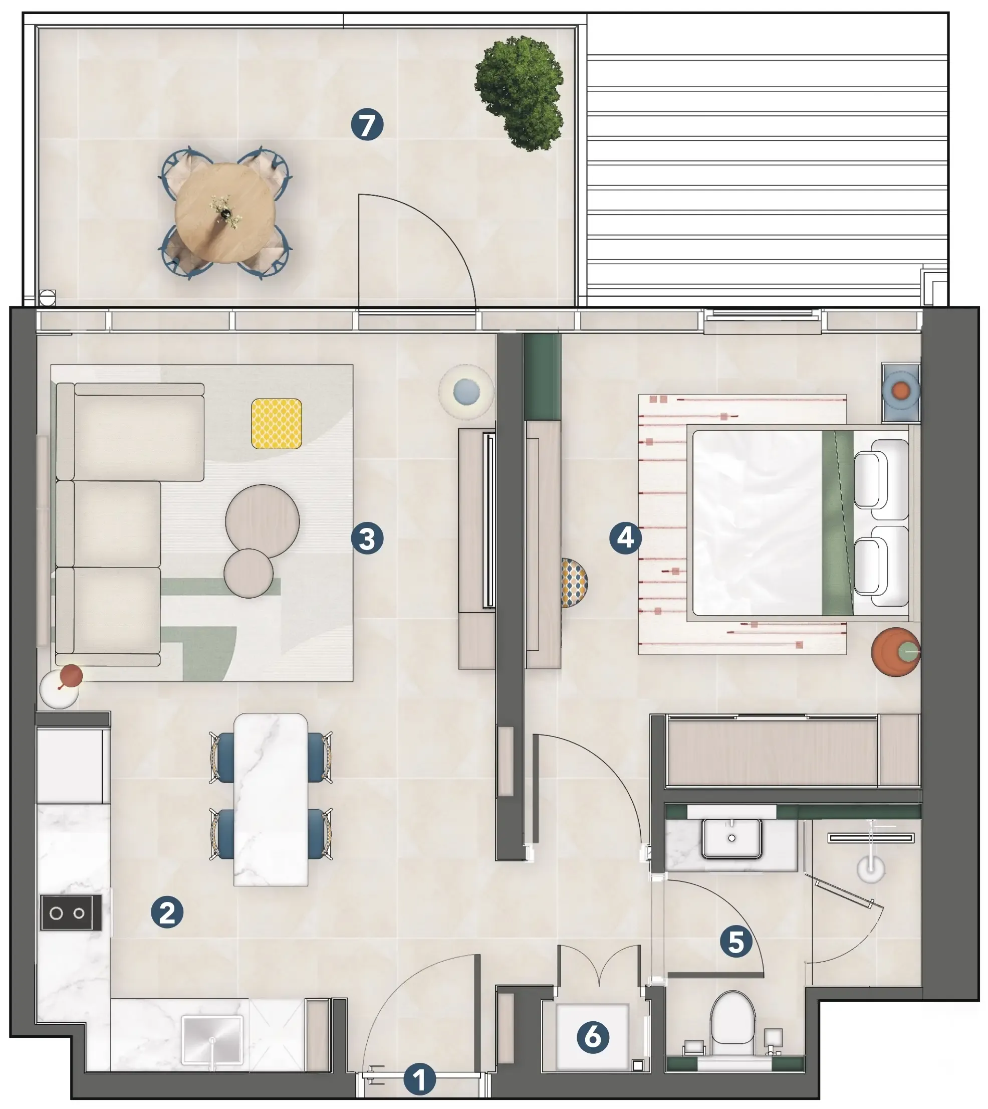 1 bedroom Apartments floor plan at Rove Home Meydan Horizon