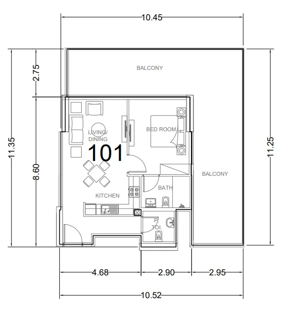 1 bedroom Apartments floor plan at AG Ark