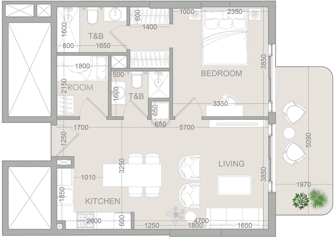 1.5 bedroom Apartments floor plan at TETR1S Tower