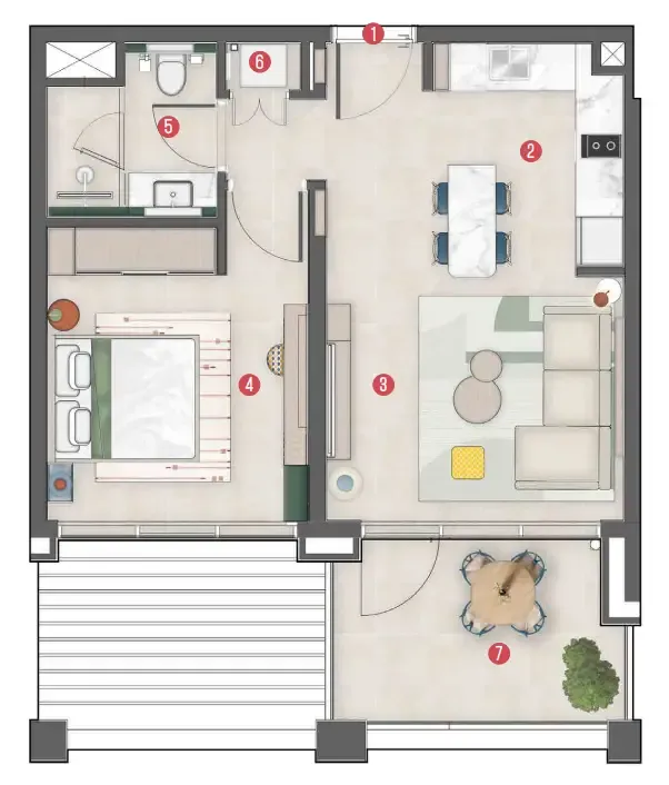 1 bedroom Apartments floor plan at Rove Home Meydan Horizon