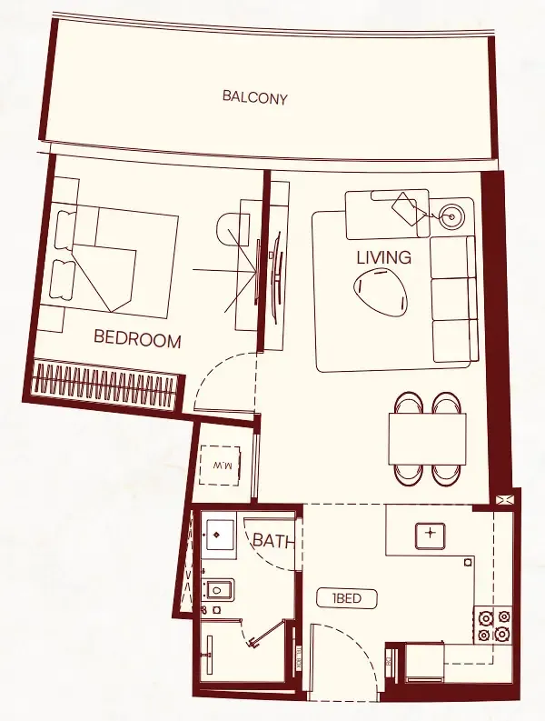 1 bedroom Apartments floor plan at Binghatti Skyflame
