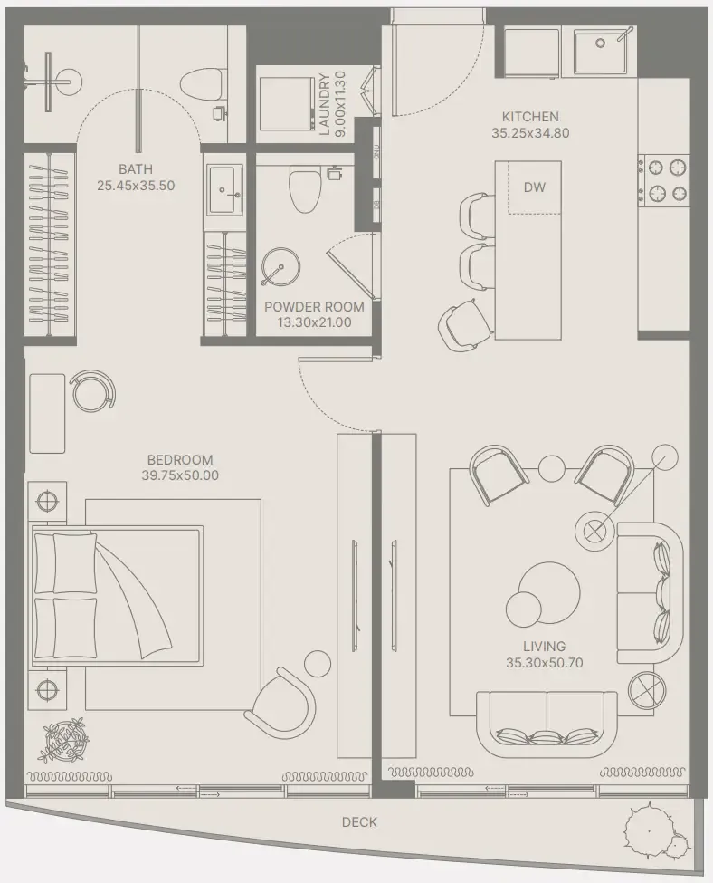 1 bedroom Apartments floor plan at Bond Enclave
