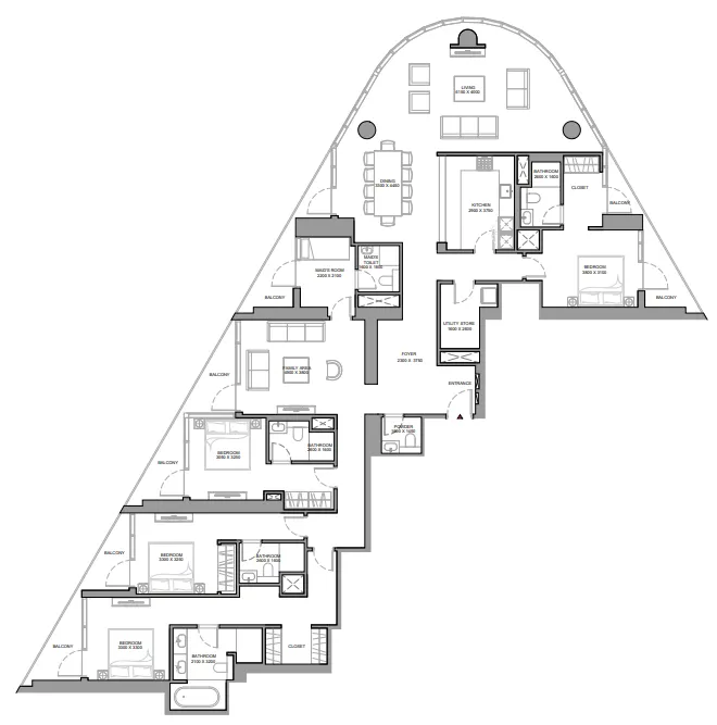 4 bedroom Apartments floor plan at Skyvue Stellar