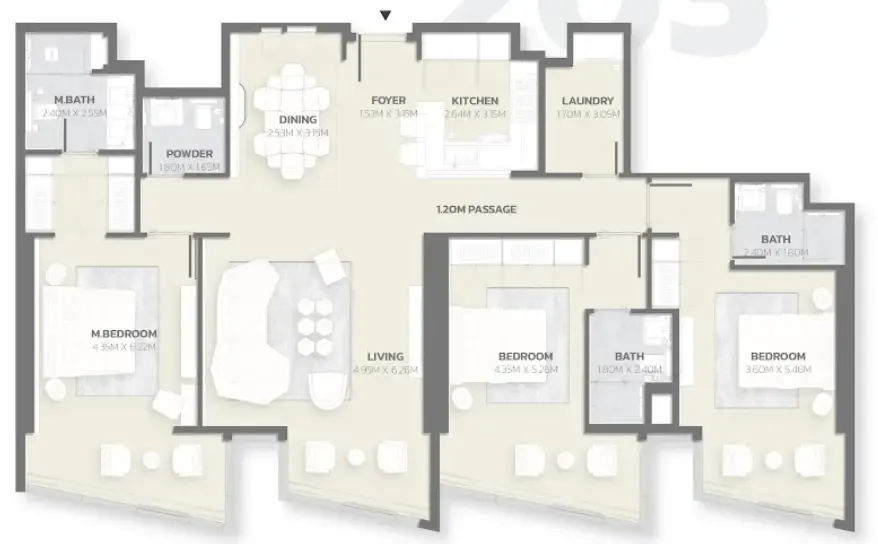 3 bedroom Apartments floor plan at Tonino Lamborghini Residences