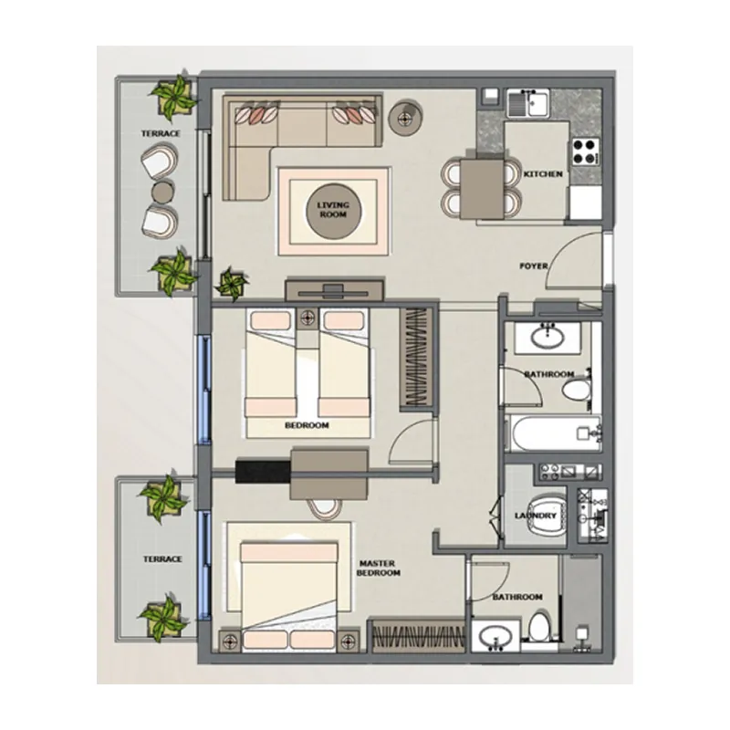 2 bedroom Apartments floor plan at Majestique Residence 1