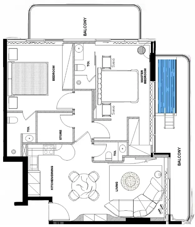 2 bedroom Apartments floor plan at Natuzzi Harmony