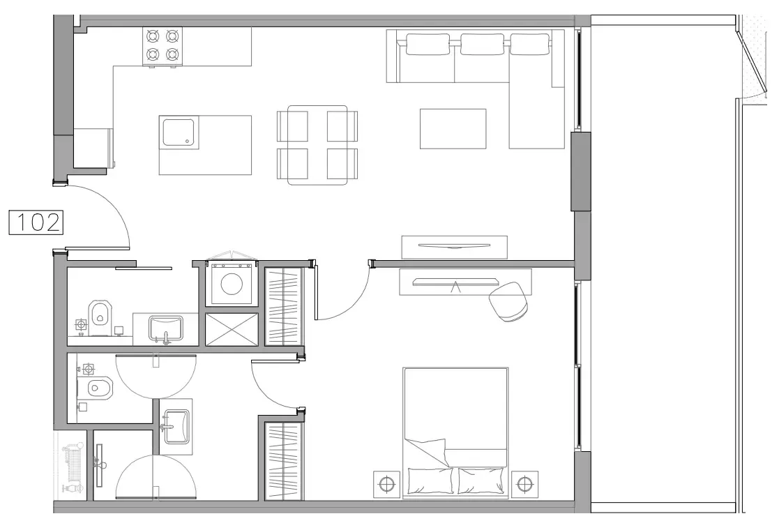 1 bedroom Apartments floor plan at Trevino