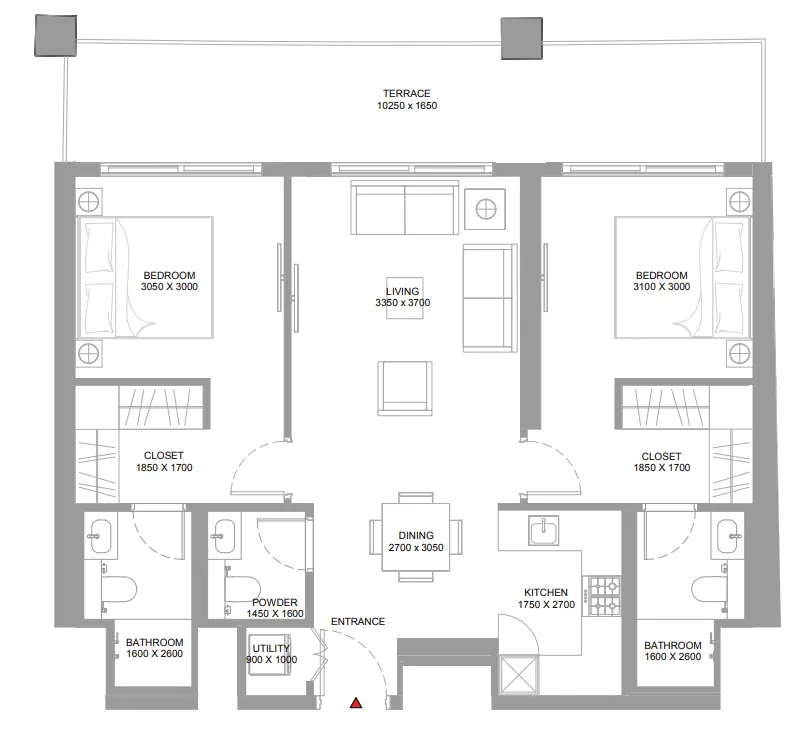 2 bedroom Apartments floor plan at Pierside Marina Residences