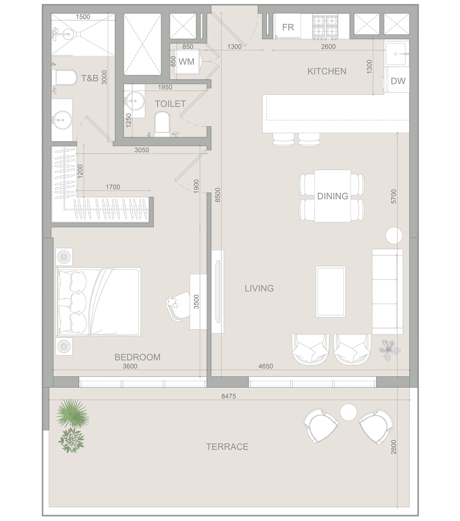 1 bedroom Apartments floor plan at S1LV1ANA Park
