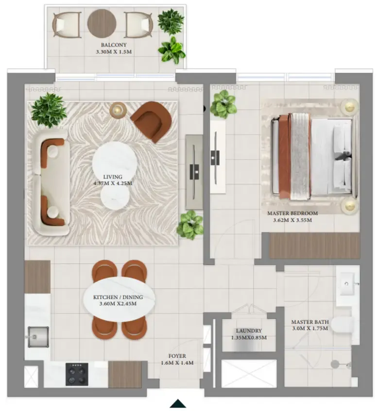 1 bedroom Apartments floor plan at Vida Residences Hillside