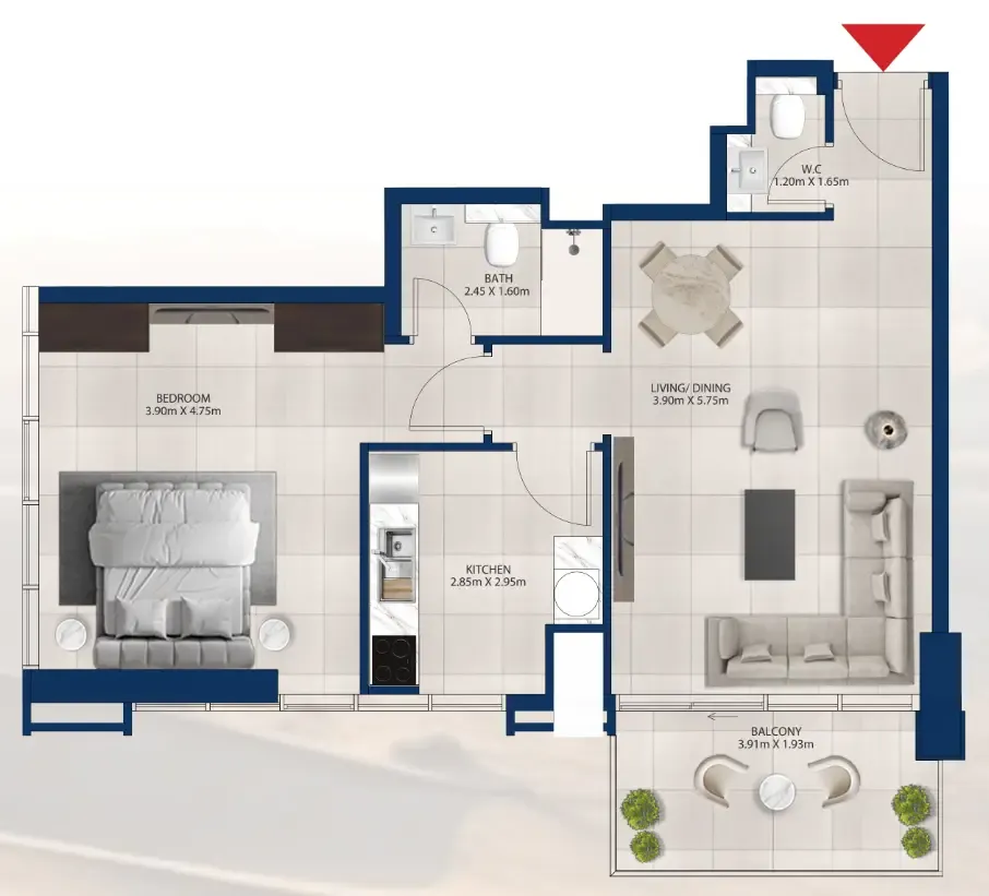 1 bedroom Apartments floor plan at Al Vista
