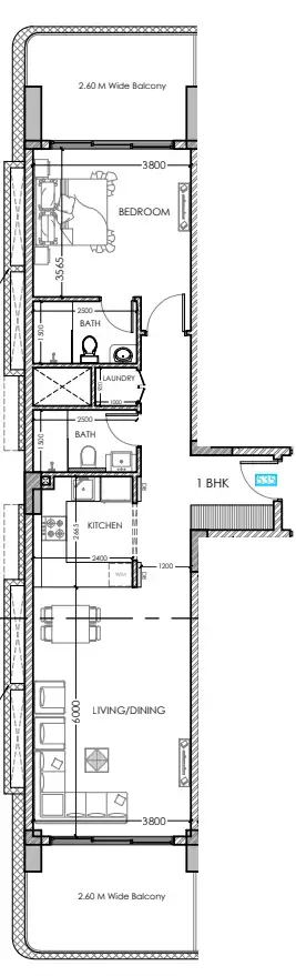 1 bedroom Apartments floor plan at Al Haseen Residences 5