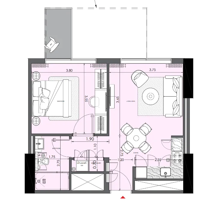 1 bedroom Apartments floor plan at Azizi Wasel