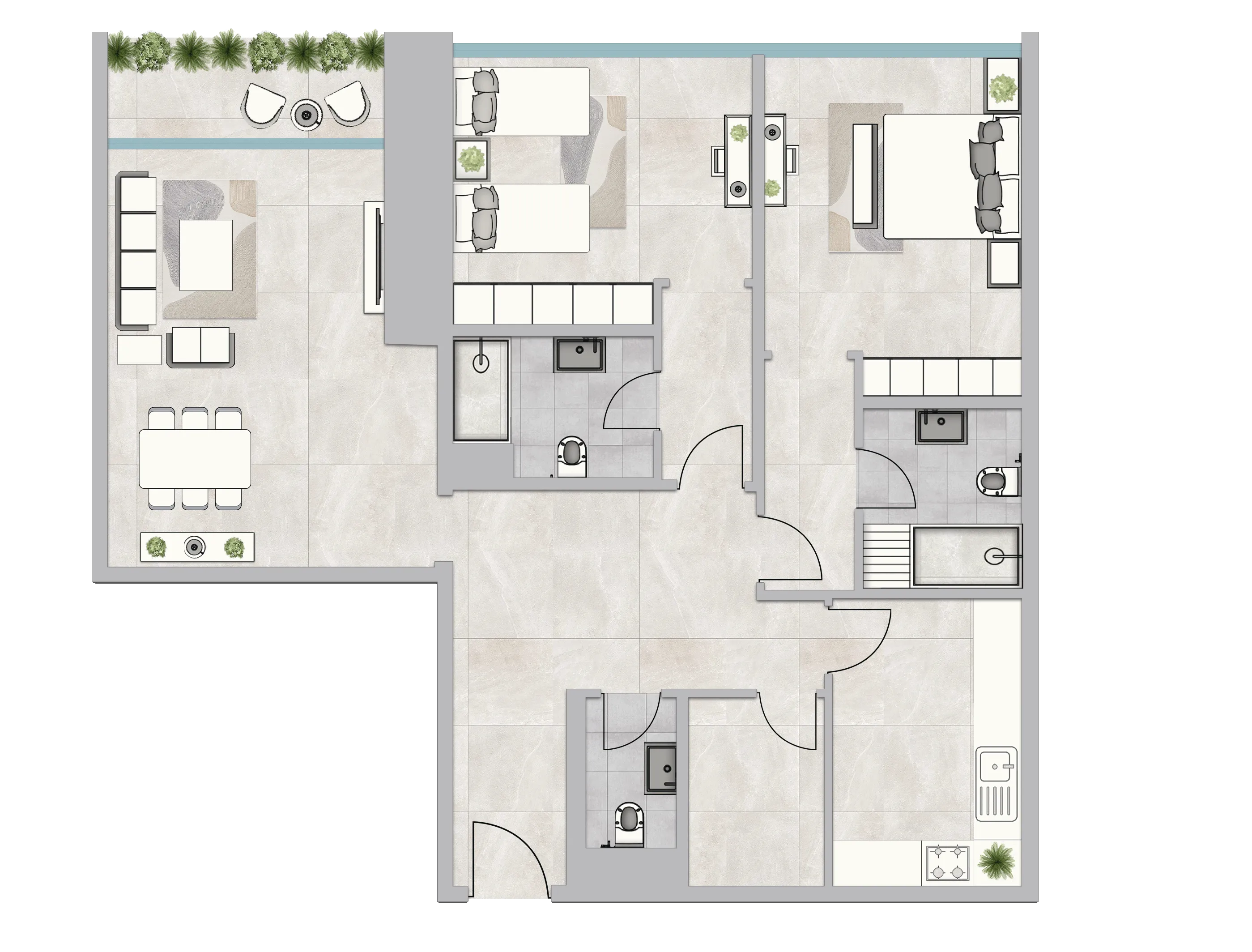 2 bedroom Apartments floor plan at Infinity Tower