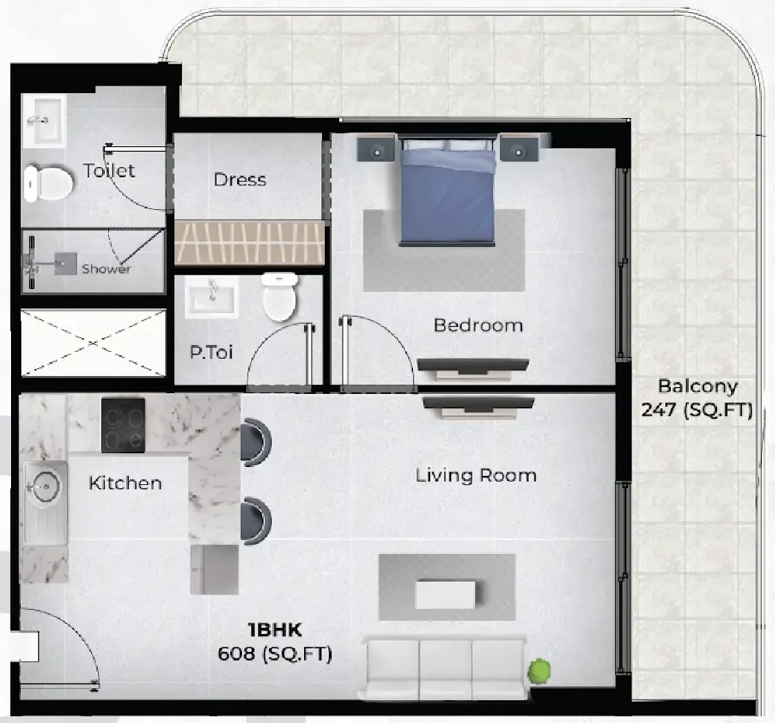 1 bedroom Apartments floor plan at Chapter 02 by Newbury