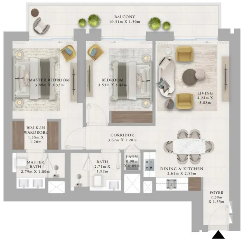 2 bedroom Apartments floor plan at Creek Haven