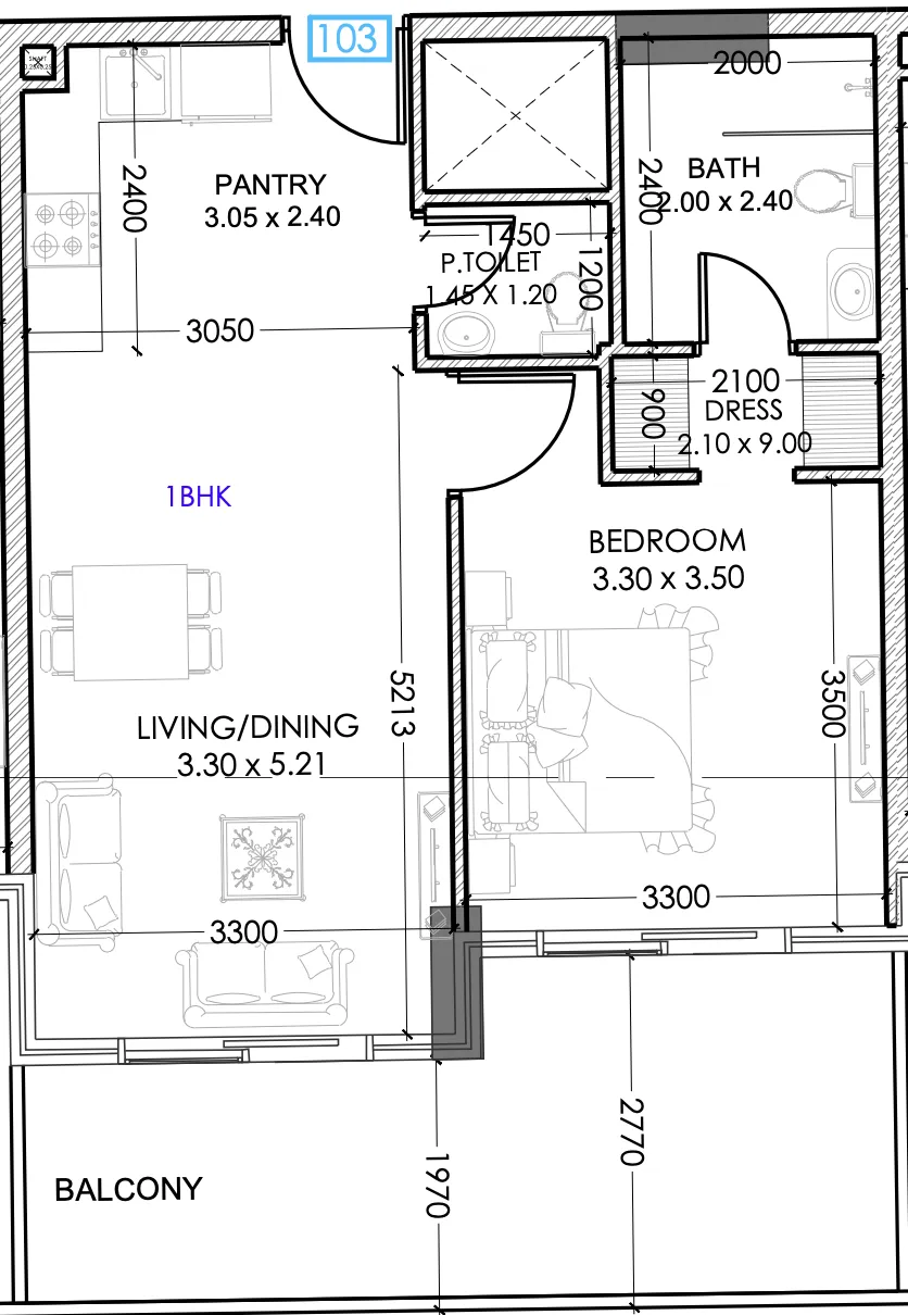 1 bedroom Apartments floor plan at Terra Tower