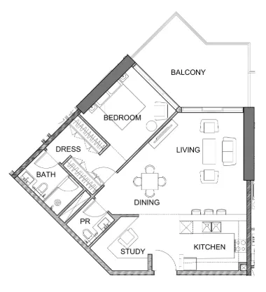 1 bedroom Apartments floor plan at Golf Greens