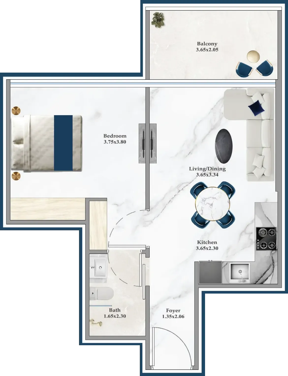 1 bedroom Apartments floor plan at Serenz