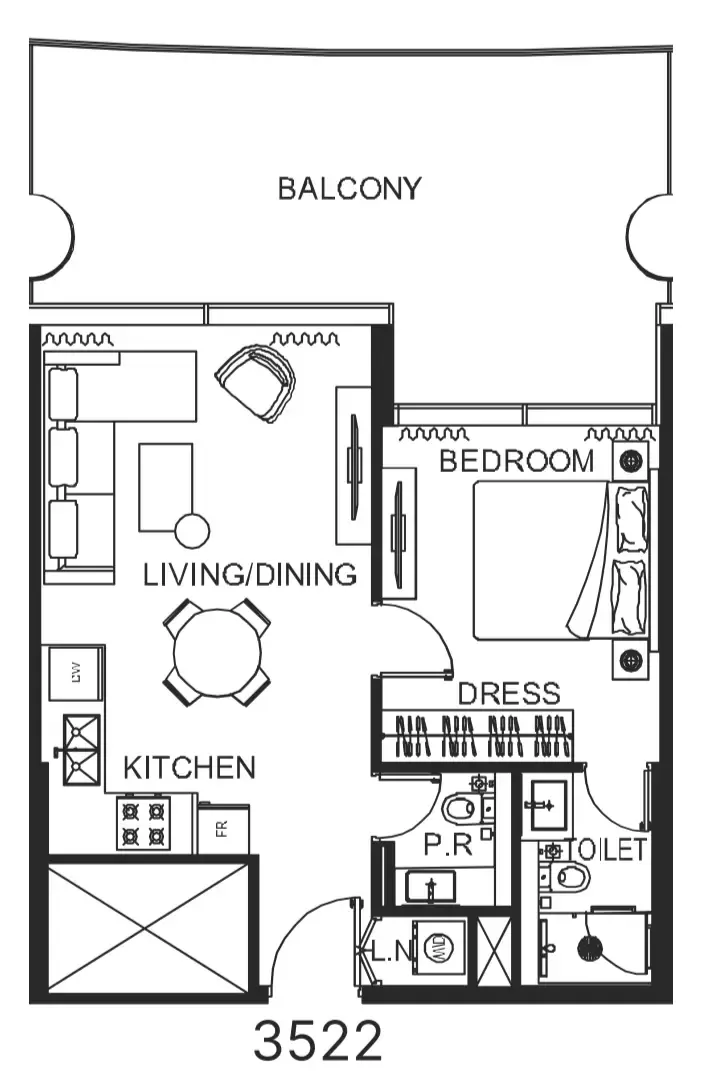 1 bedroom Apartments floor plan at The WOW Tower