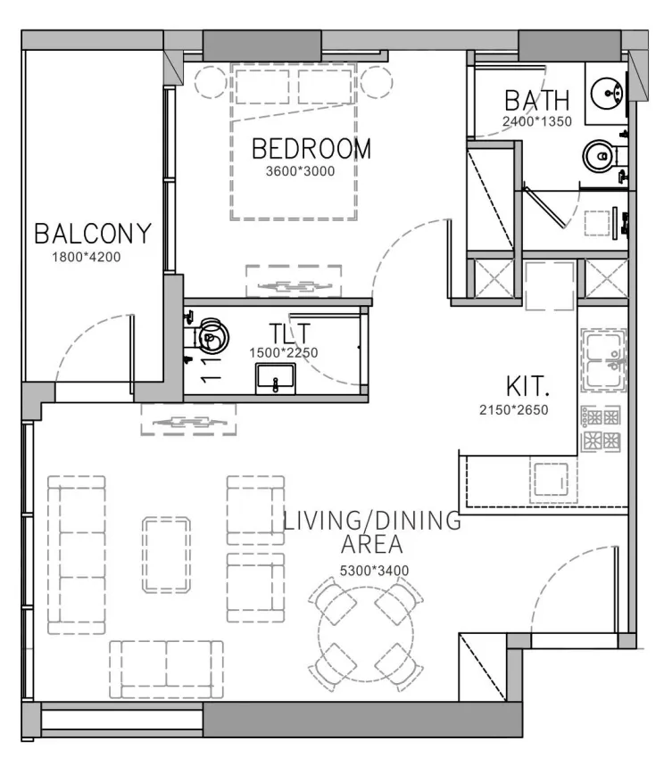 1 bedroom Apartments floor plan at Stamn Yuni