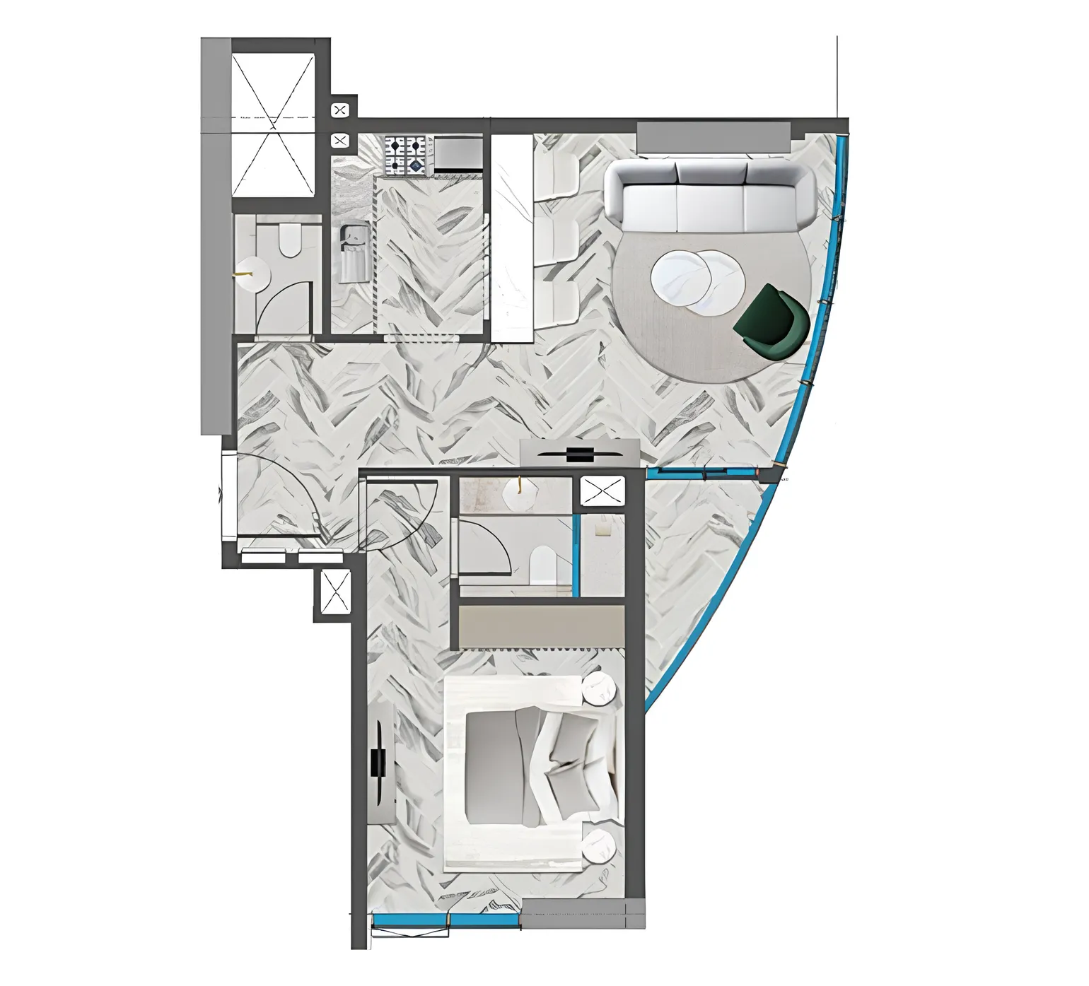 1 bedroom Apartments floor plan at Red Square