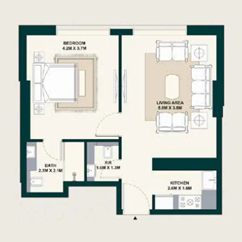 1 bedroom Apartments floor plan at Exotica by Al Marina