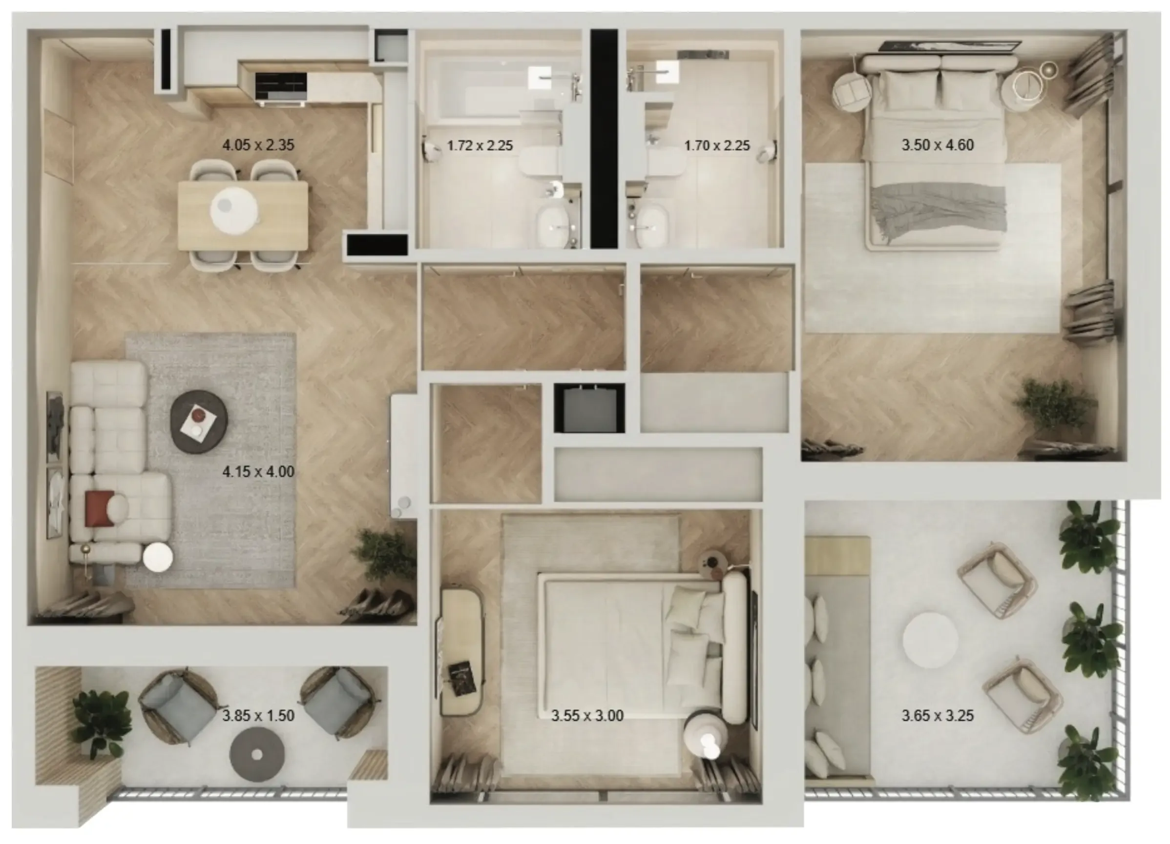 2 bedroom Apartments floor plan at Arisha Terraces