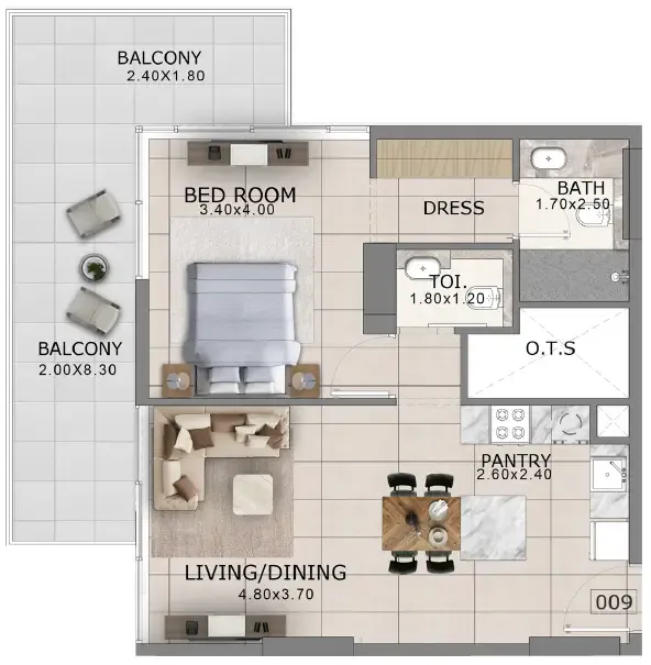 1 bedroom Apartments floor plan at Arlington Park 2