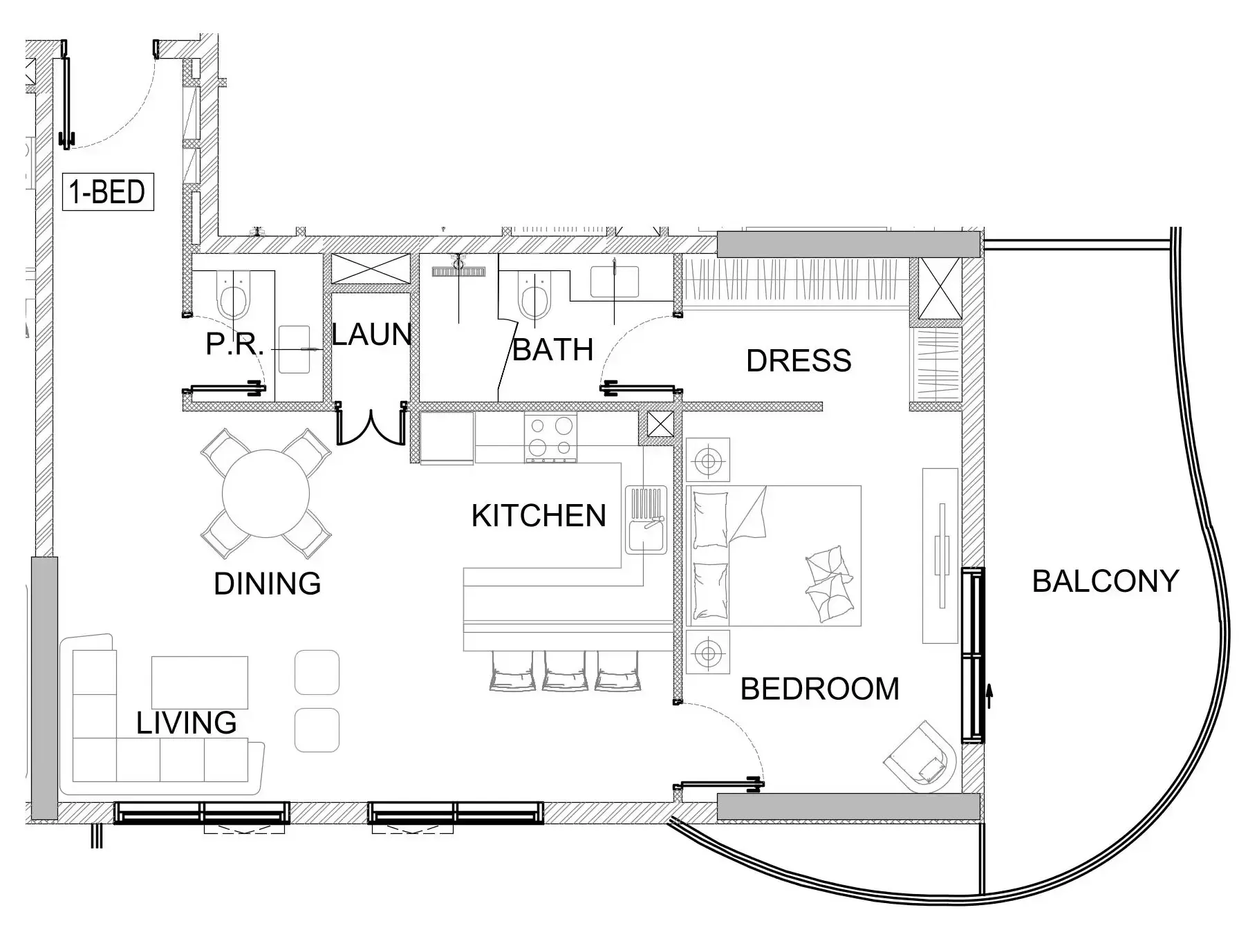 1 bedroom Apartments floor plan at Valencia