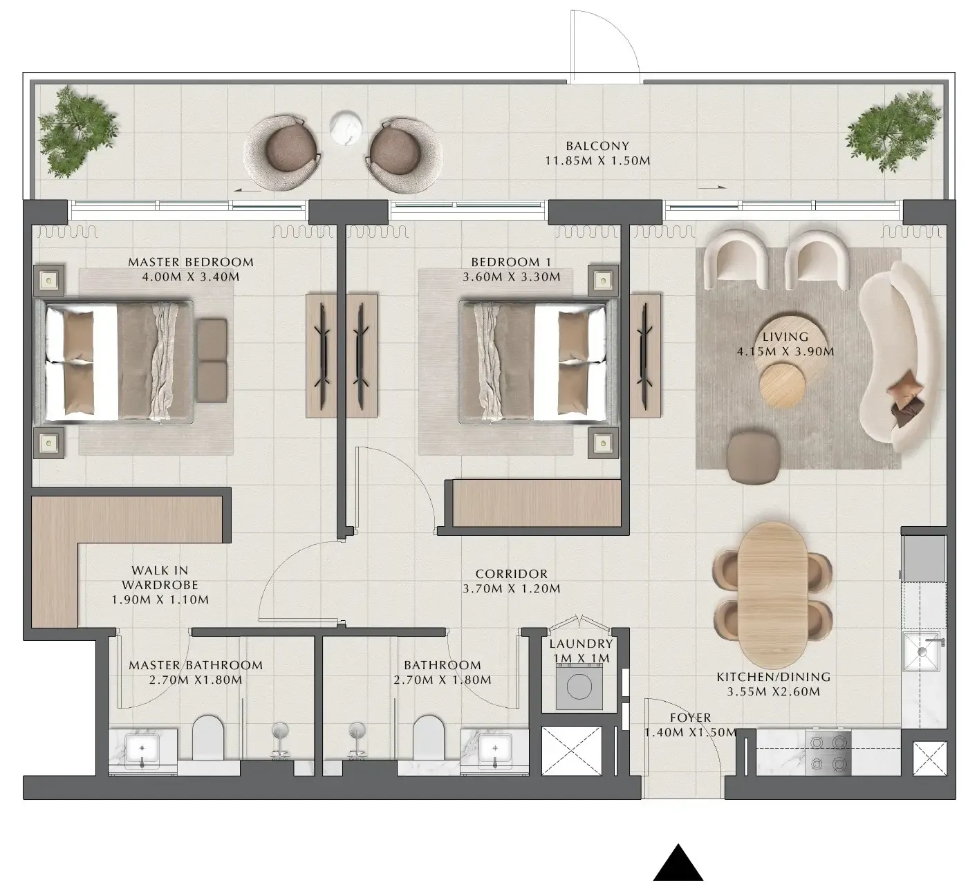 2 bedroom Apartments floor plan at Parkside Hills