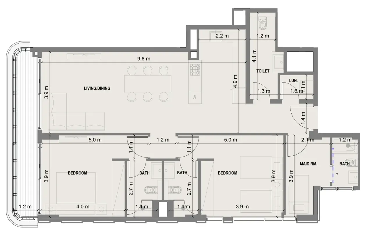 2 bedroom Apartments floor plan at Blue Marina Residence