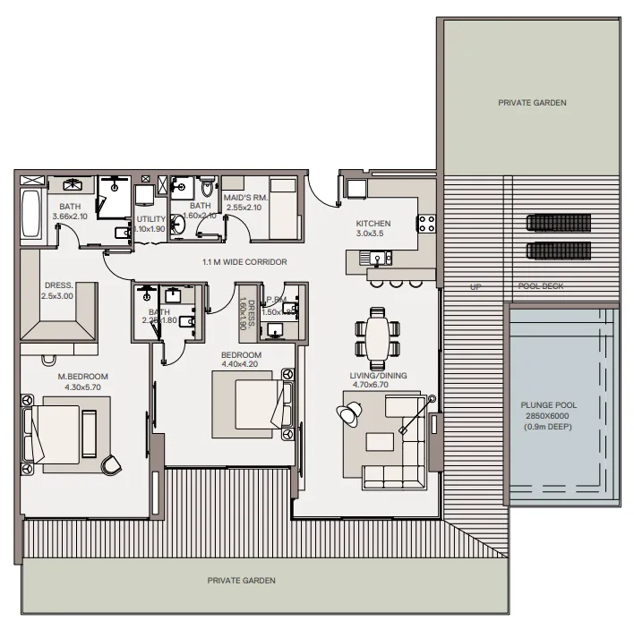 2 bedroom Apartments floor plan at Haven Living