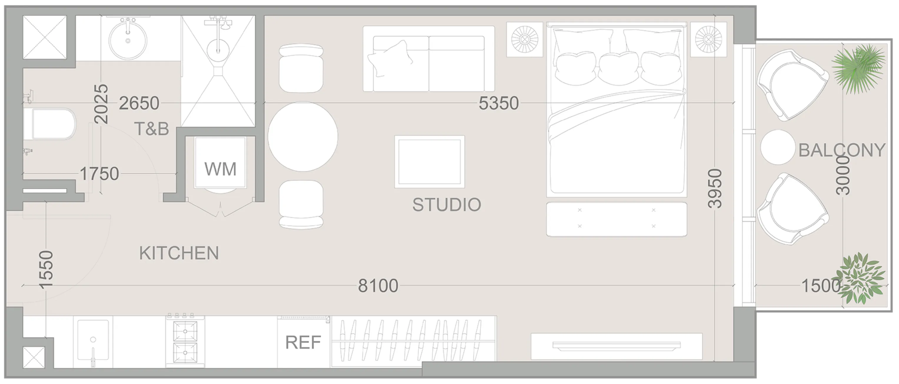 0 bedroom Apartments floor plan at 1WOOD Residence 2