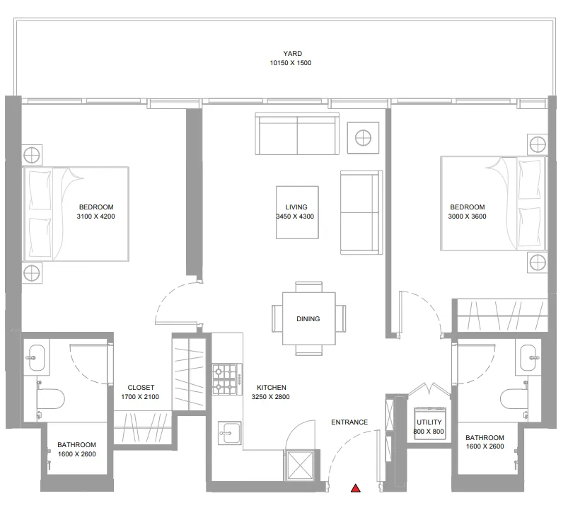 2 bedroom Apartments floor plan at Bayside Marina Residences