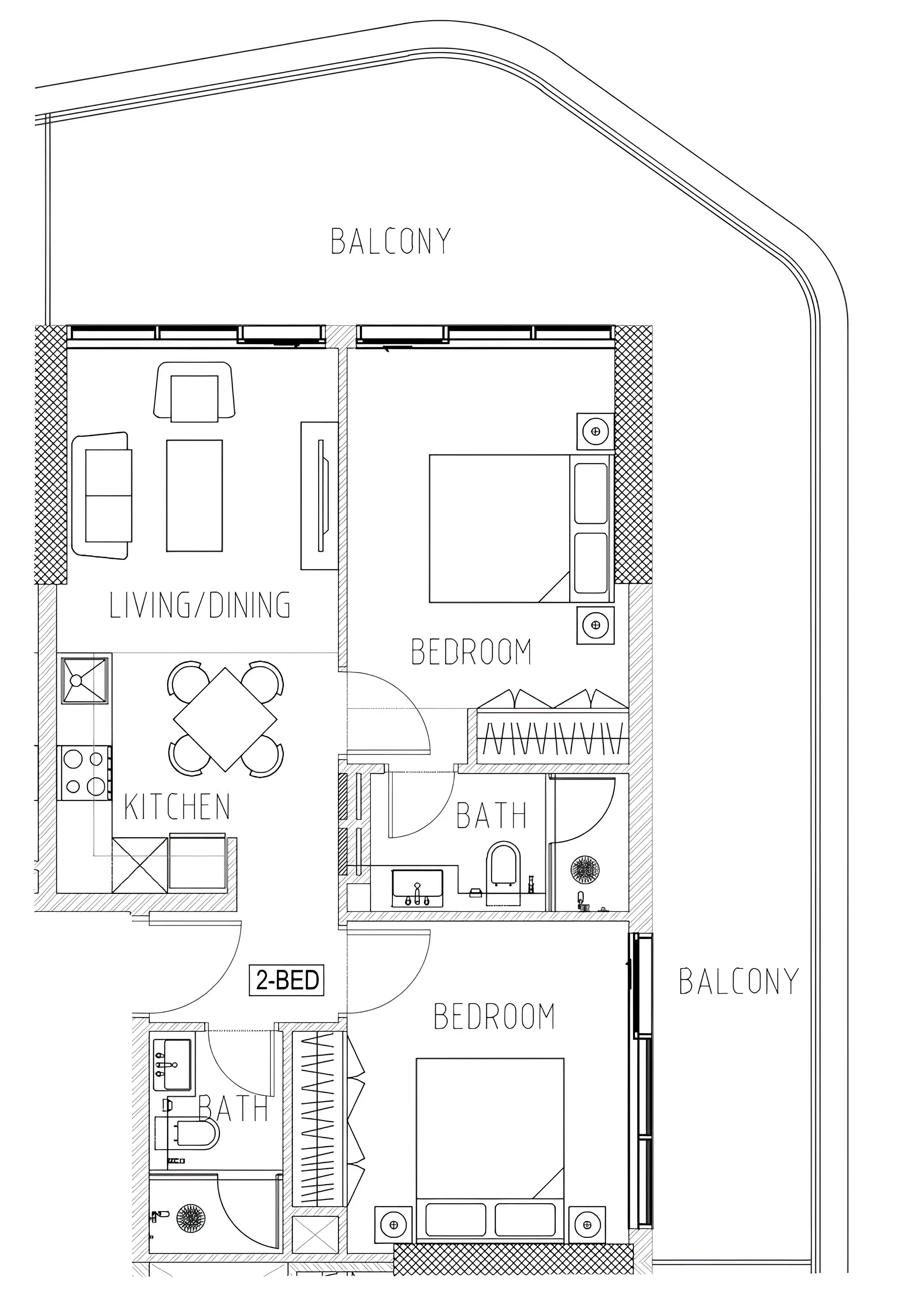 2 bedroom Apartments floor plan at Elo 2 and 3 Damac