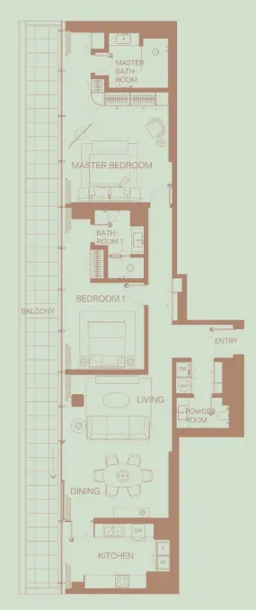 2 bedroom Apartments floor plan at Eden House The Park