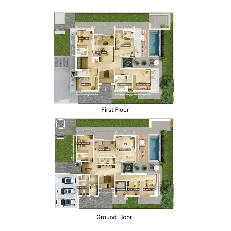 5 bedroom Villa floor plan at Athlon by Aldar